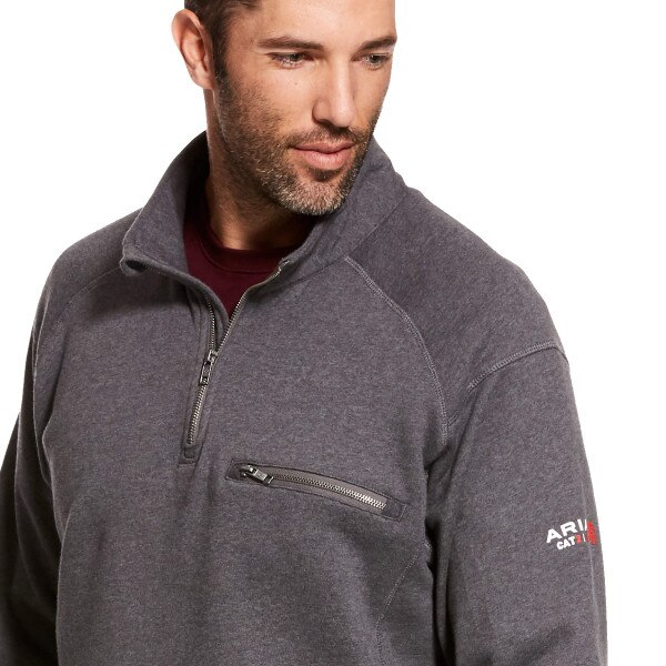 Ariat FR Rev 1/4 Zip Top in Charcoal Heather